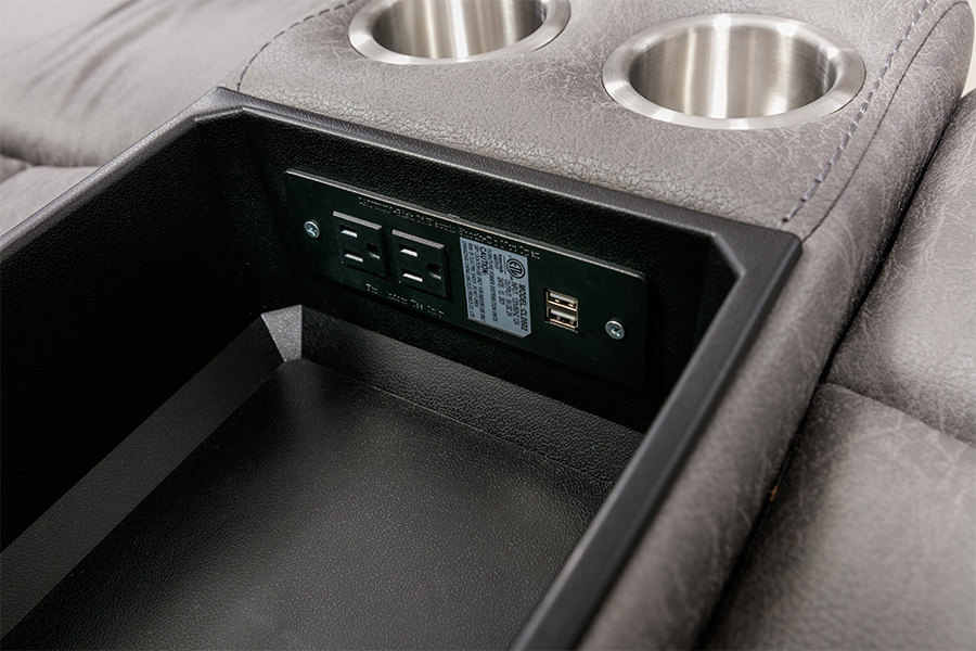 RC-(VII) DCCLVI polyester tech fabricae manual reconcining loveseat cum console