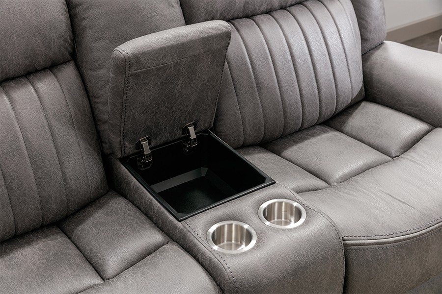 RC-(VII) DCCLVI polyester tech fabricae manual reconcining loveseat cum console