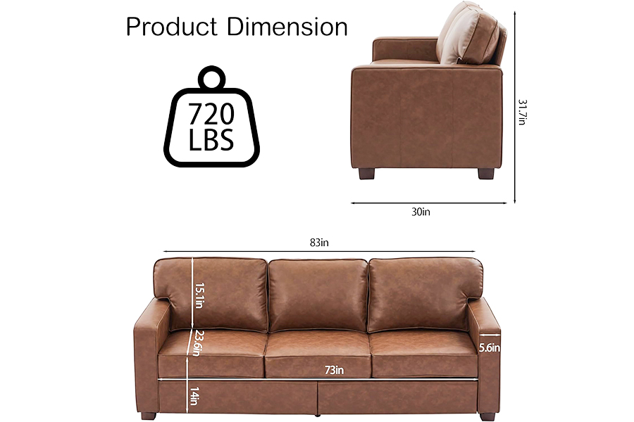 PU Faux Leather Conch, Cathedra (SF021-BR-S)/Loveseat(SF021-BR-M)/Sofa(SF021-BR-L)