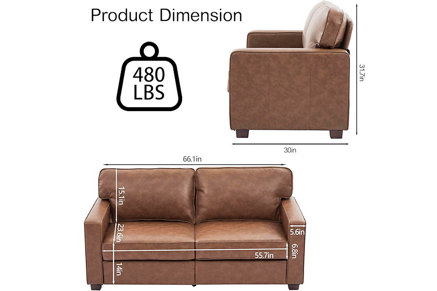 PU Faux Leather Conch, Cathedra (SF021-BR-S)/Loveseat(SF021-BR-M)/Sofa(SF021-BR-L)